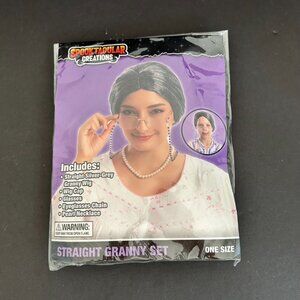 Grandma Halloween Dress Up Wig Set Costume NEW